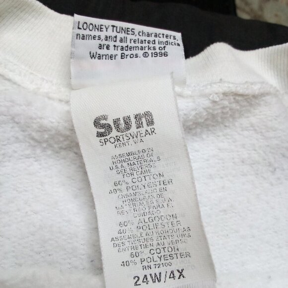 Vintage Looney Tunes Christmas Bugs Bunny Taz Tweetie Daffy Crewneck Sweatshirt - Picture 6 of 9